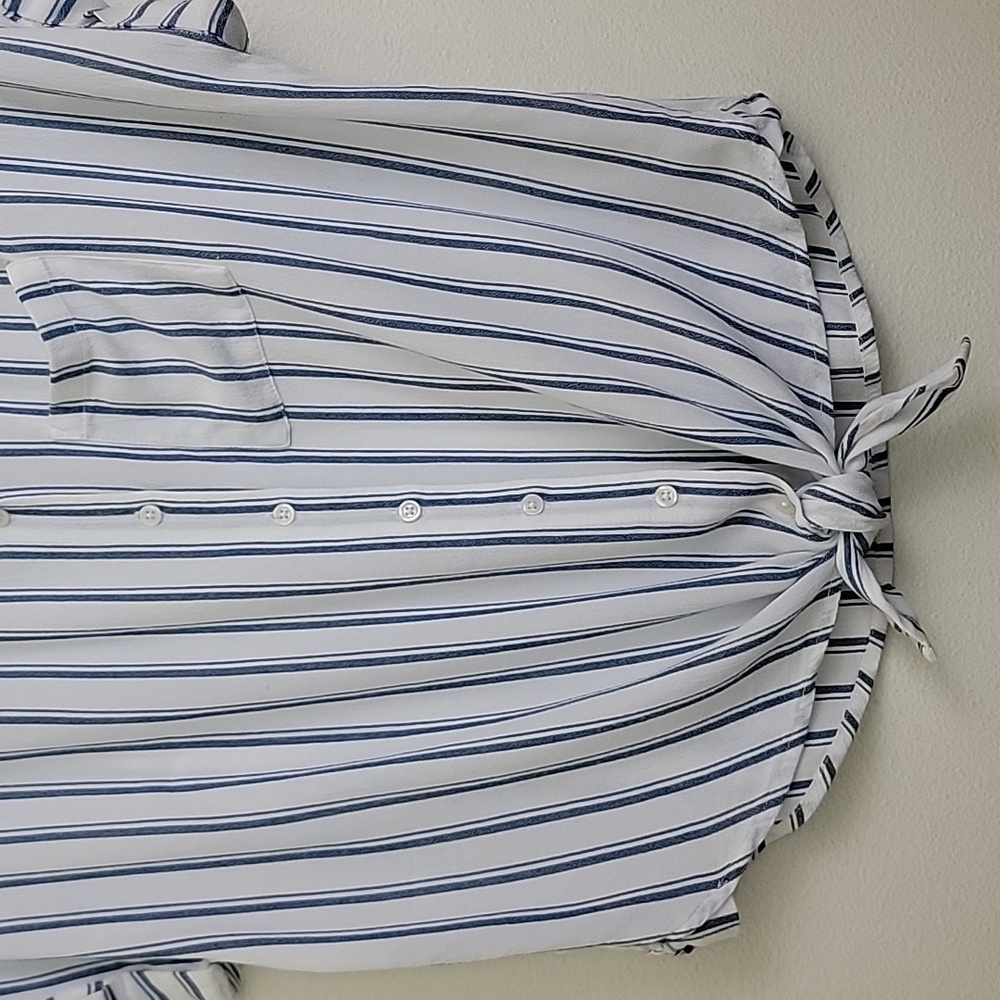 Justice Blue & White Striped Short Sleeve Top 12 - Picture 3 of 13